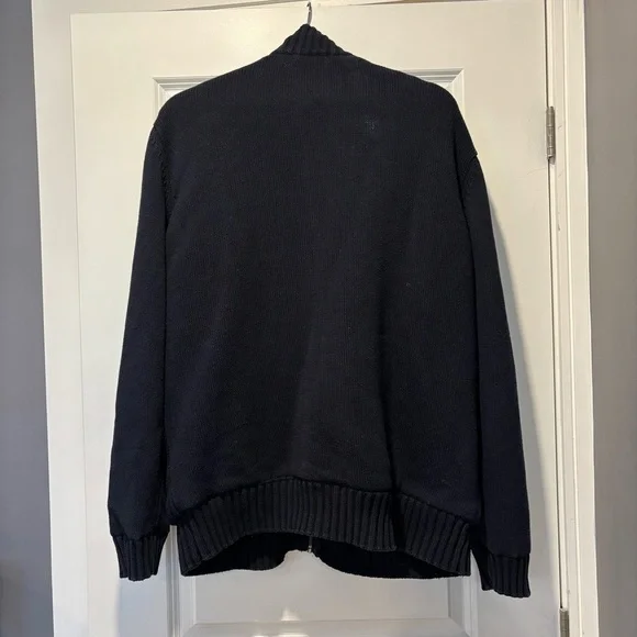 Emanuel Ungaro Sherpa Lined Men's  Full Zipped Sweater Jacket Navy Size XL - Picture 2 of 8